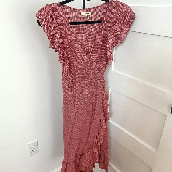 Max Studio Gingham Print Red Ruffle Dress - Small - Picture 1 of 3